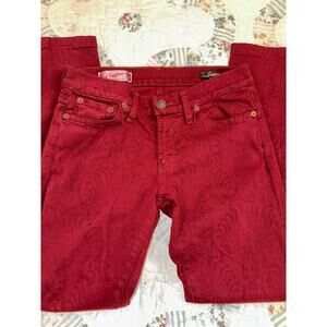 RED ENGINE ORIGINAL VINTAGE DENIM CURRANT DARK RED SUBTLE PATTERN JEANS 29 Y2K